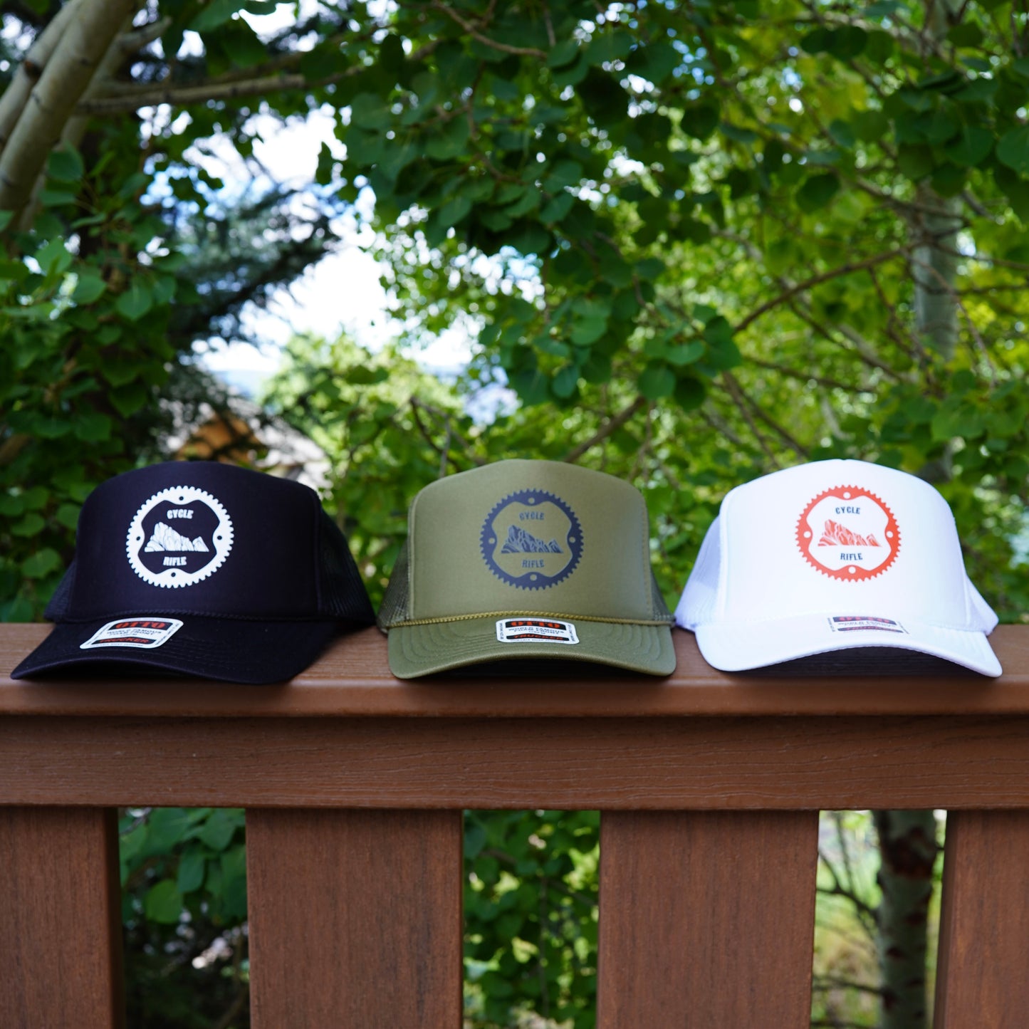 cycle rifle. biker hat. trucker hat. mountain hat. rifle colorado hat. mountain biking hat.