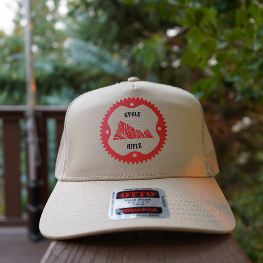 cycle rifle. biker hat. trucker hat. mountain hat. rifle colorado hat. mountain biking hat.