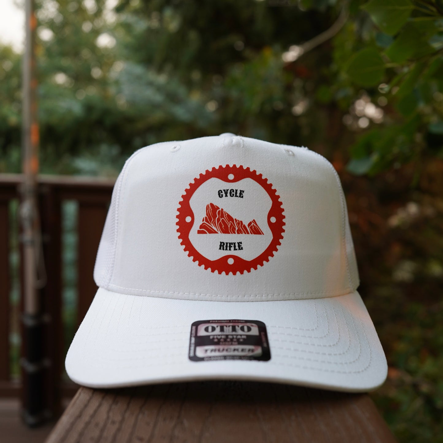 cycle rifle. biker hat. trucker hat. mountain hat. rifle colorado hat. mountain biking hat.