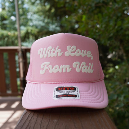 vail hat. vail colorado souvenir. ski vail. cute hat. vintage hat. with love from vail. trucker hat. colorado hat. vail ski resort,