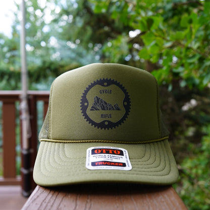 cycle rifle. biker hat. trucker hat. mountain hat. rifle colorado hat. mountain biking hat.
