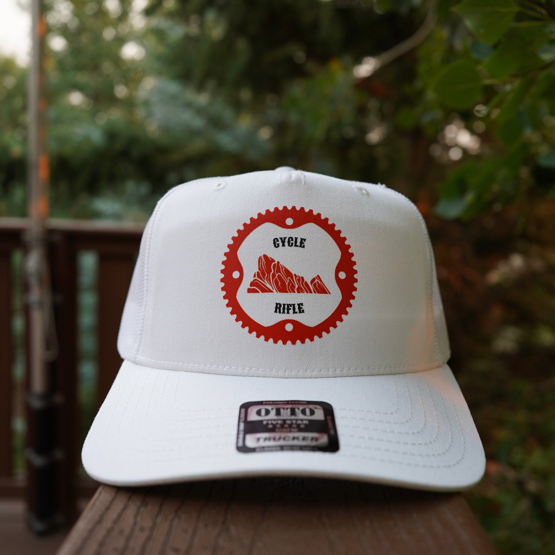 cycle rifle. biker hat. trucker hat. mountain hat. rifle colorado hat. mountain biking hat.